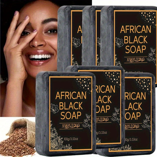 African Black Soap with Shea Butter & Coconut Oil – Moisturizing Deep Cleansing Bar for Face & Body, All Skin Types, Alcohol-Free | 3-Pack 100g Each