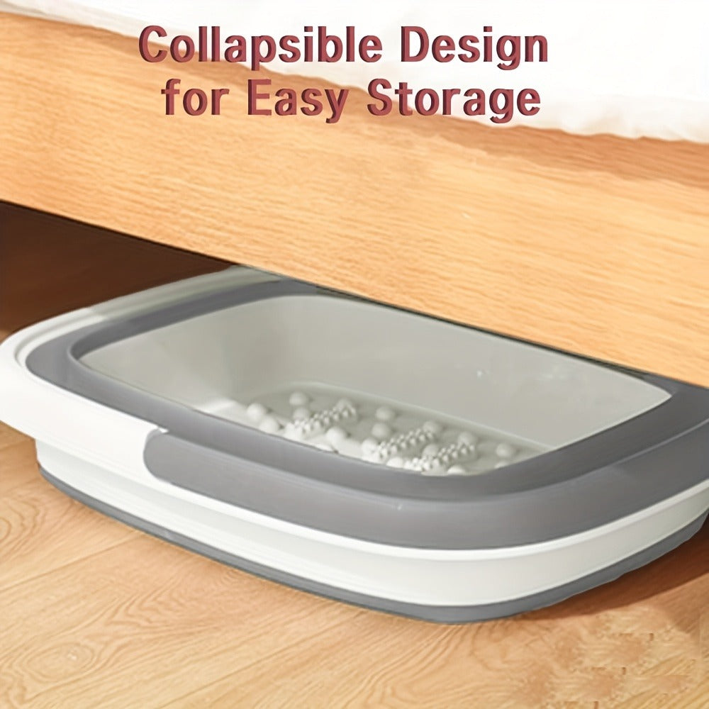 Collapsible Foot Soak - Sturdy Travel Spa Container with Handle, Compact Design for Home, Salon, And On-The-Go - Easy to Clean Foot Soak Container And Laundry Basket, Robust Build