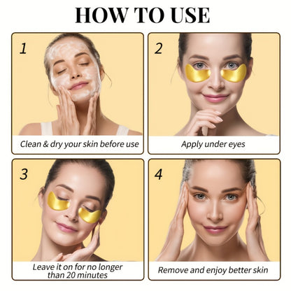 Under Eye Patches Collagen Gold Eye Masks 30 Pairs Hydrating Nourishing Hyaluronic Acid Reduce Dark Circles Puffiness Fine Lines Eye Care for All Skin Types Home Spa Gift Box 1 Month Supply