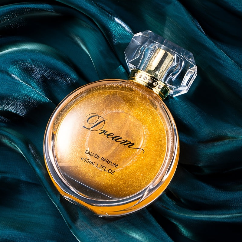 Dream Eau de Parfum for Women - Golden Hour Sand Flow Floral Scent with Luxurious Golden Liquid Fragrance & Elegant Rose Accents, 1.7fl.oz EDP, Perfect Holiday Gift for Her, Luxury Perfume, Opulent Perfume Bottle, Sparkling Light Reflection