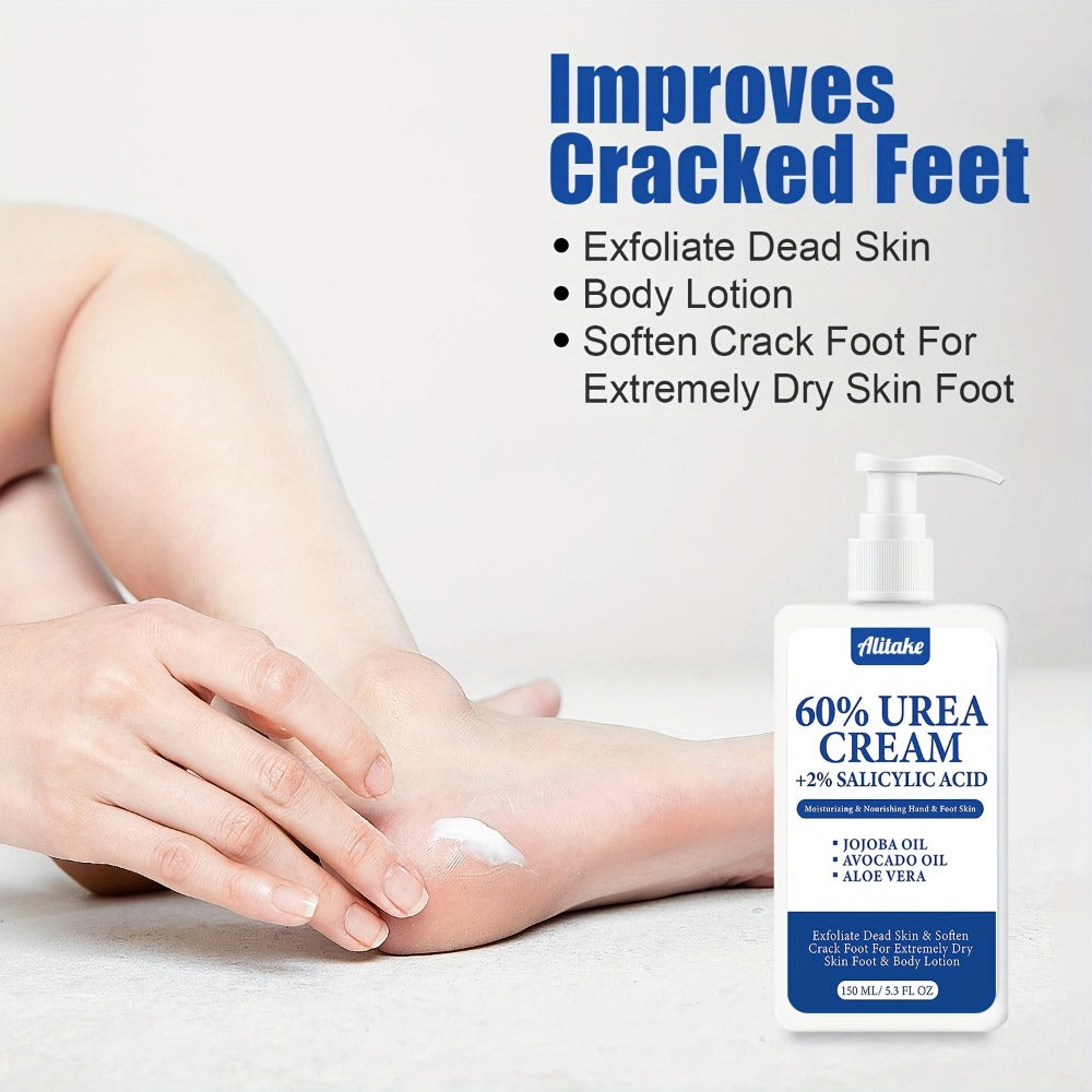 60% Urea Cream Foot Cream with 2% Salicylic Acid Natural Plant Extracts with Salicylic Acid, Shea Butter And Avocado Oil - Moisturizer for Dry Knees, Elbows, Hands And Heels, The Perfect Gift, Gift for Mom. Gifts for Women, Local Warehouse