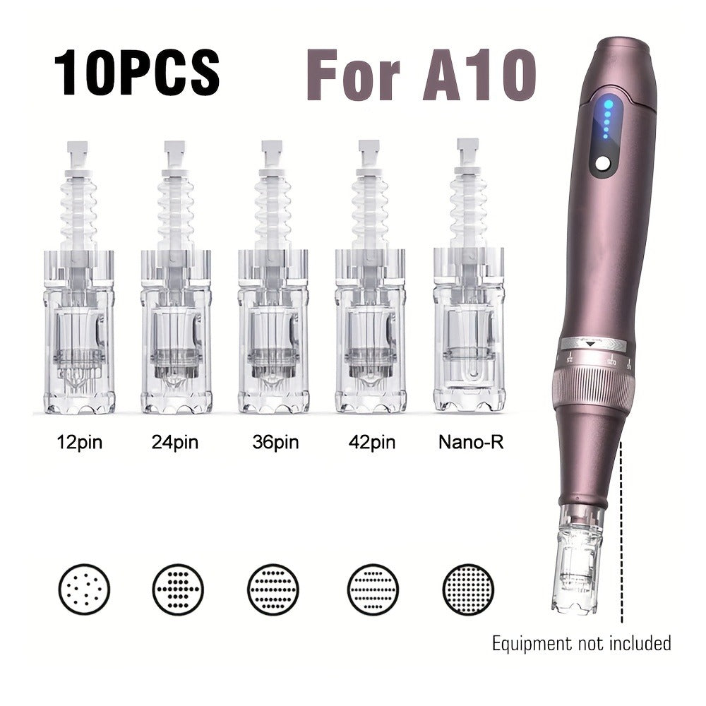 Microneedling Pen Cartridges 10-Pack 36-Pin 0.25mm Replacement Needle Cartridges for Dr Pen A10 Compatible 12 24 36 42 Pin Nano Tips