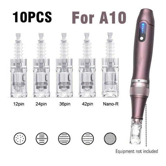 Microneedling Pen Cartridges 10-Pack 36-Pin 0.25mm Replacement Needle Cartridges for Dr Pen A10 Compatible 12 24 36 42 Pin Nano Tips