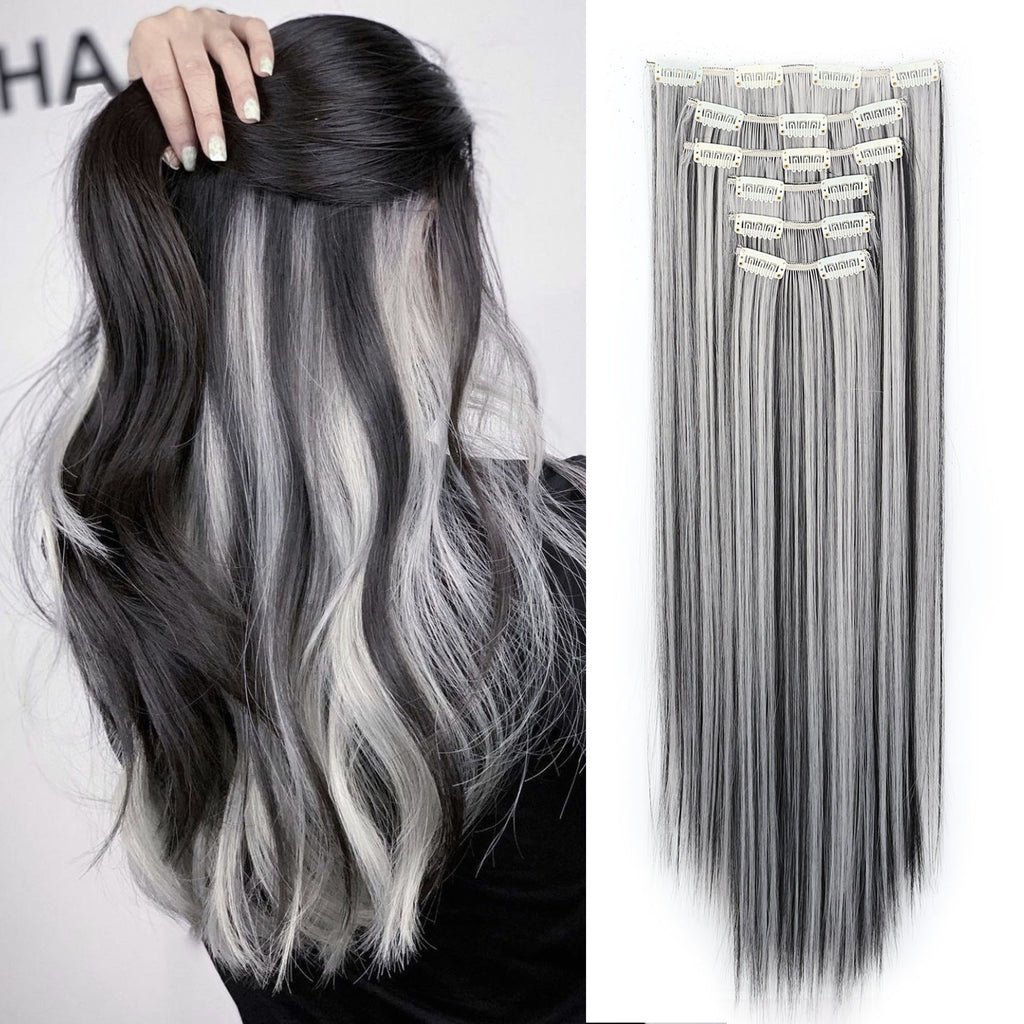 A Set of 6 Gray Hair Clips Made of High-Temperature Fiber, Measuring 24 Inches in Length, Perfect for Everyday Use And Halloween