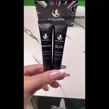 Nail Glue with Remover Kit Super Strong 10g for Acrylic Press-On False Nails - Long Lasting Nail Adhesive & Easy Glue Remover for DIY Salon Nail Art
