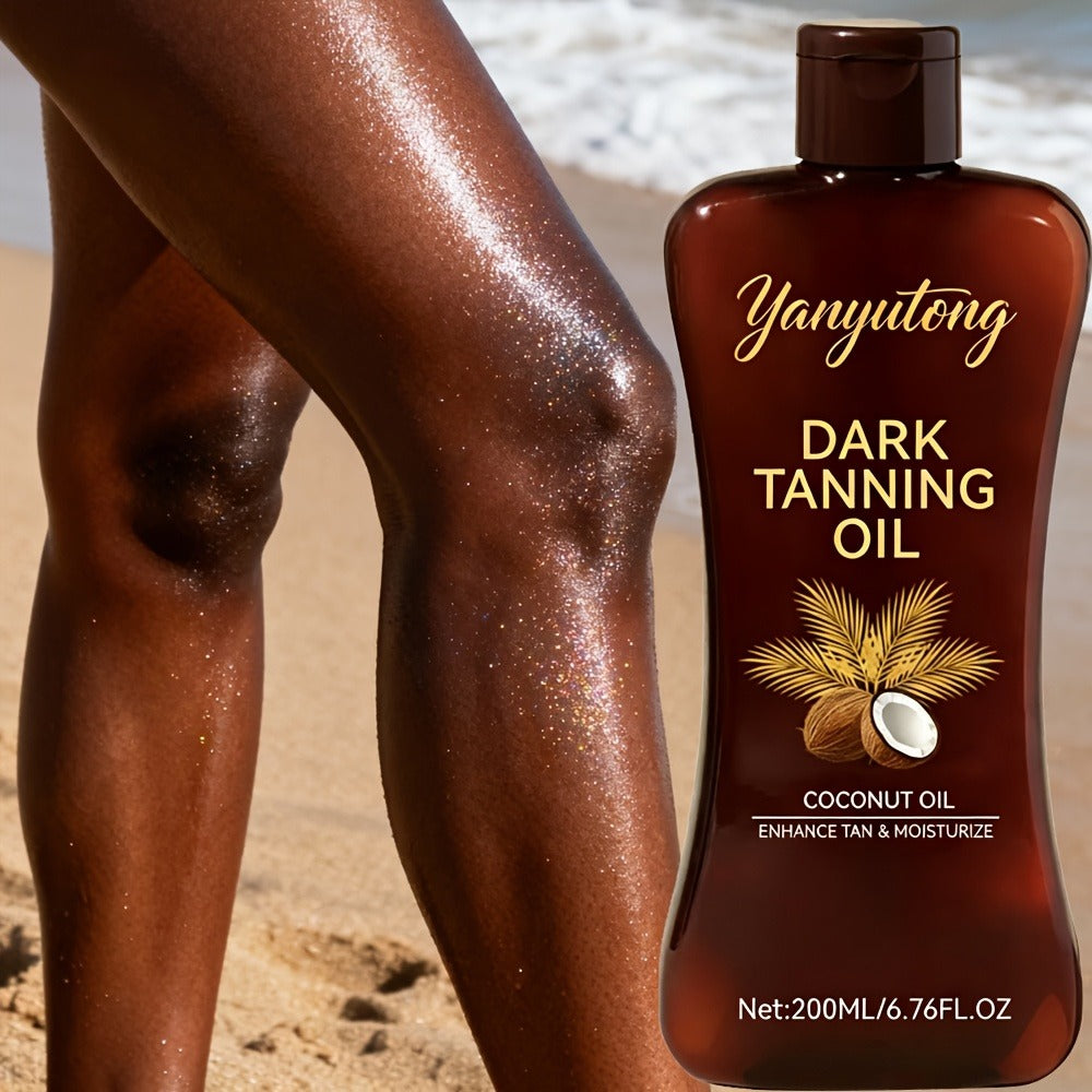 Tanning Oil 200ml - Moisturizing Sun Tan Body Oil for Deep Golden Tan, Nourishing Summer Skin Care for All Skin Types, Men & Women Beach Tanning Essentials