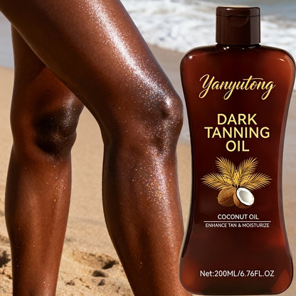 Tanning Oil 200ml - Moisturizing Sun Tan Body Oil for Deep Golden Tan, Nourishing Summer Skin Care for All Skin Types, Men & Women Beach Tanning Essentials