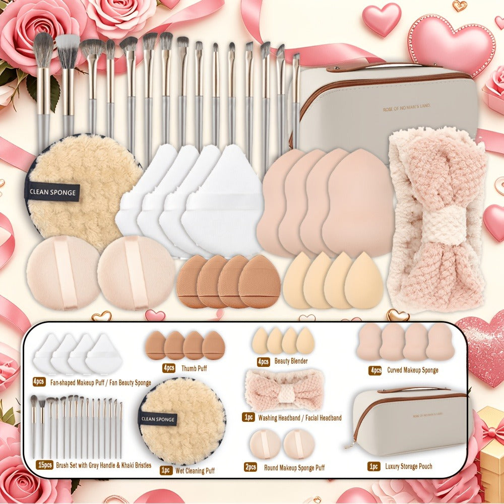49/36pcs Professional Makeup Brush Set, Super Soft Nylon Bristles And Concealer/contour Sponge - Wet/dry Use, Complete Size Expandable Box, Eyeshadow Blending Kit, Powder, Contour, Highlight, Eye High-quality Makeup Brush Set, Makeup Brush Set