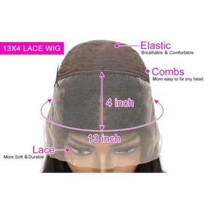 Body Wave Lace Front Wig for Women — 13x4 HD Transparent Lace, 250% Density Glueless Synthetic Hair, 28 & 32 Inch, Natural Black & Crimson, Heat Resistant, Daily & Special Events