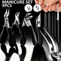 9pcs Stainless Steel Nail Care Set | Suitable for Ingrown and Thick Nails - Heavy-duty Scissors Set with Nail File, Foot File, Cuticle Forceps, and Beauty Tools - Modern Design, Essential for Men, Women, Seniors, Halloween Gifts