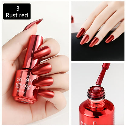 Metallic Gel Nail Polish Set 12 Colors — Mirror Chrome & 3D Effect | Built-In Thin Liner Brush | 0.27oz Gel Liner for Nail Art Drawing & Striping | LED Curable Salon Manicure Gift Set for Women