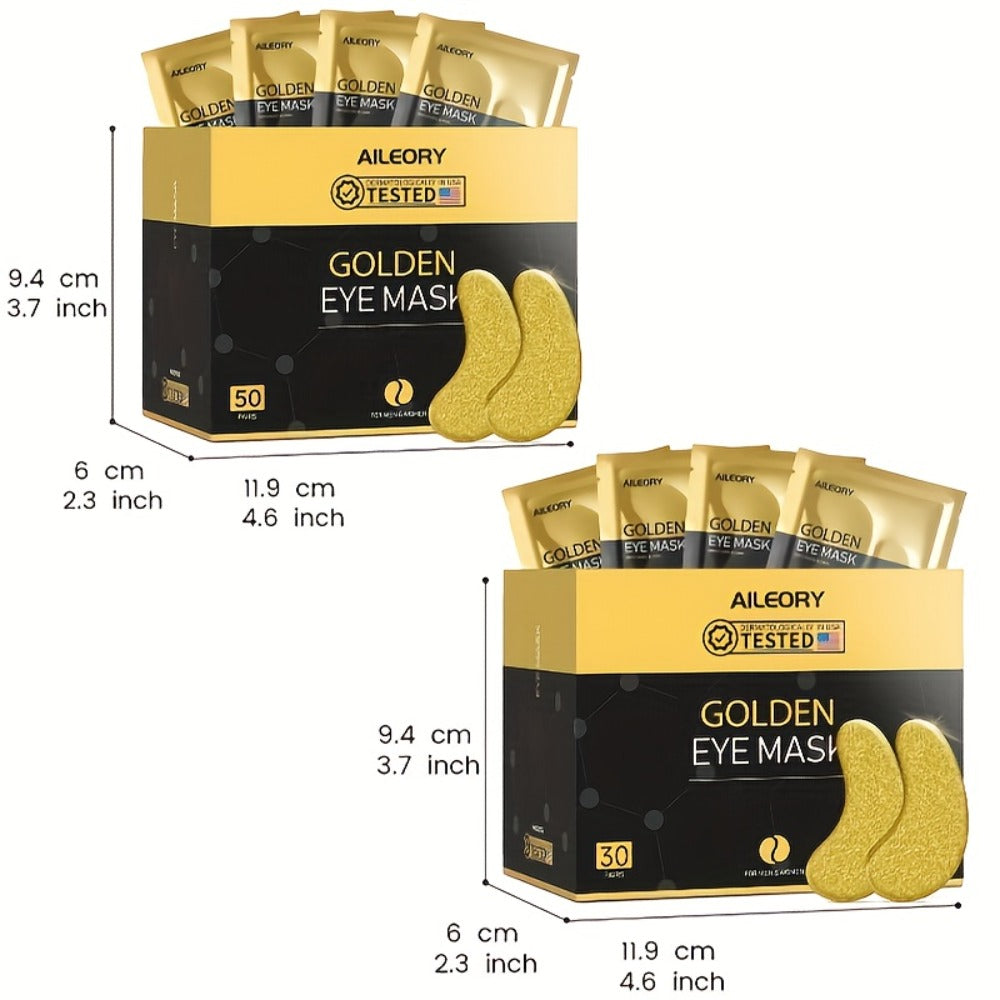60/100pcs Golden Eye Masks (30 Or 50 Pairs Per Box), a Spacious Holiday Gift Box, Packed with Collagen for Hydrating And Nourishing The Skin, Ideal for Eye Care at Home Or While Traveling, Making It a Perfect Holiday Present for Loved Ones