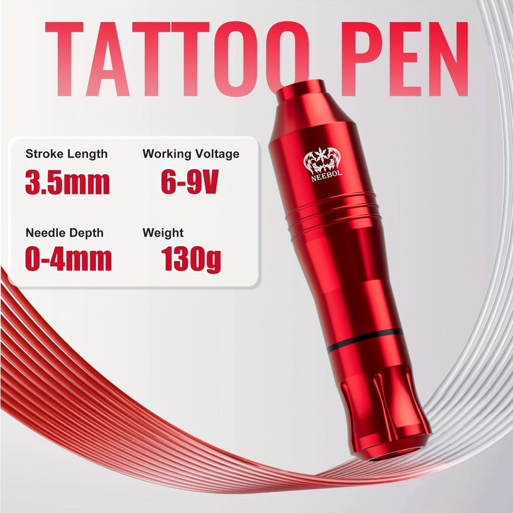 Neebol Tattoo Machine Kit Complete, Rotary Tattoo Pen Kit, Display Screen, 8 Hour Battery Life, 10/20 Cartridge Needles, Portable Design, Cordless Tattoo Gun Wireless Tattoo Supplies Equipment for Beginners And Artists, Body Art Makeup Easter Gifts