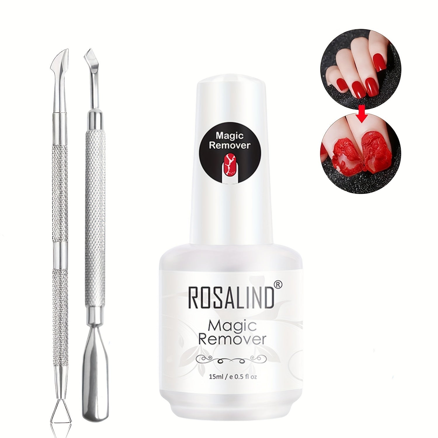 Gel Nail Polish Remover, Professional Gel Polish Remover For Nails, Remove Gel Nail Polish Within 2-5 Minutes - Quick & Easy Polish Remover - No Need For Foil, Soaking Or Wrapping With Cuticle Pusher And Nail Polish Scraper Tools