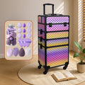 All-In-One Makeup Kit : 4-In-1 Rolling Makeup Train Case with Beauty Sponge, Large Portable Cosmetic Trolley with 360° Wheels, Professional Salon & Travel Storage Organizer