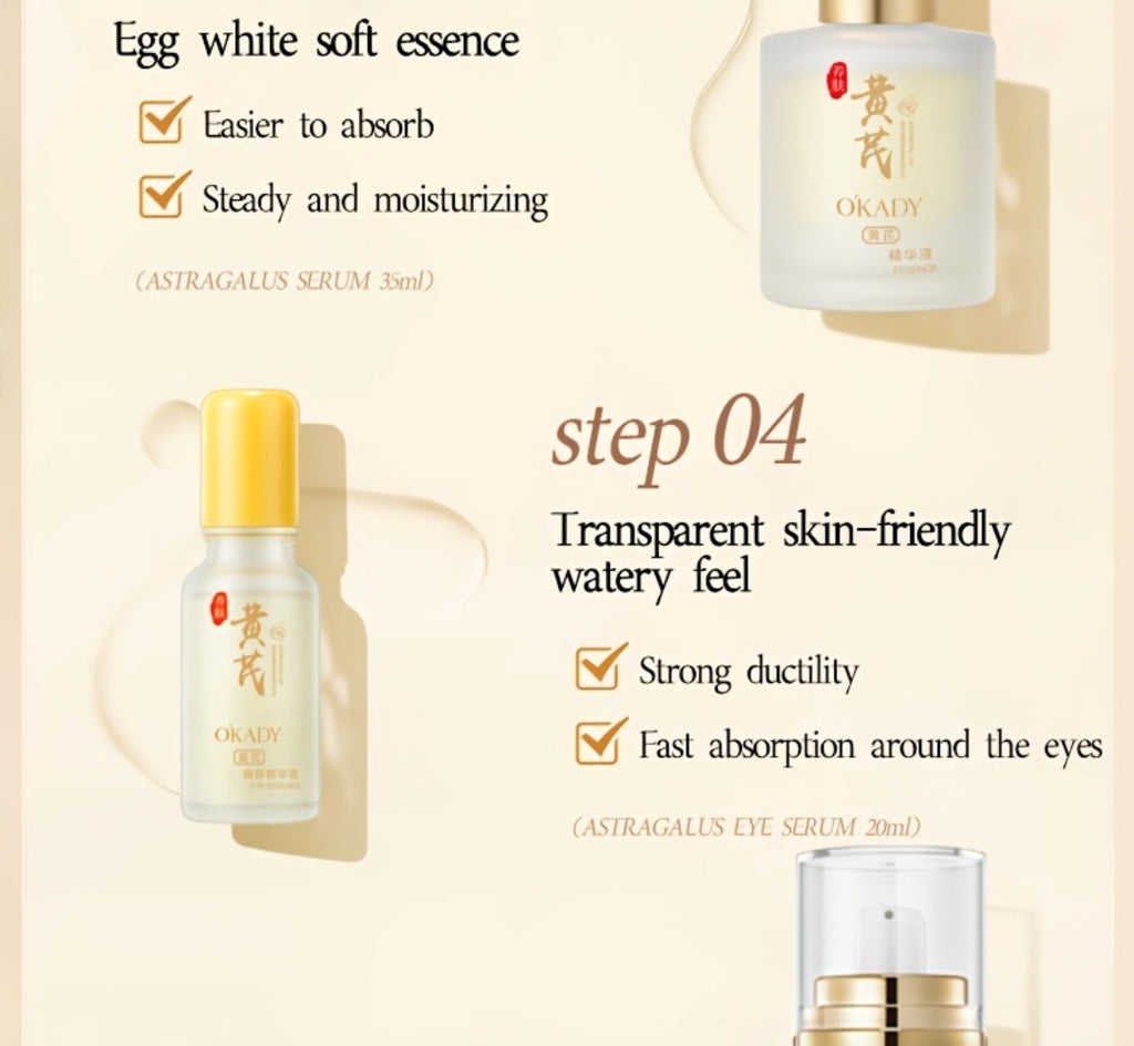 Astragalus Skin Care Set, And Astragalus Face Cream-100g, Antioxidant, Hydrating Nourishing, Reduce The Look Of Wrinkles, Astragalus Face Cream, Essence, Facial Cleanser, Water, Lotion, Eye Cream. Suitable For All Skin Types