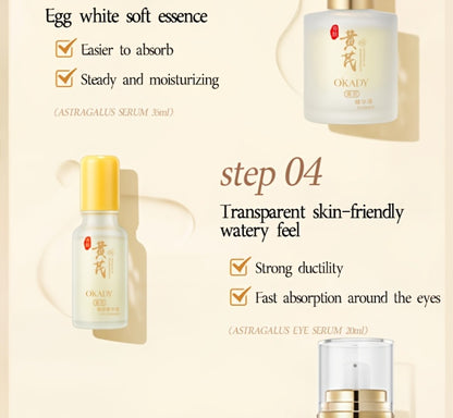 Astragalus Skincare Set Anti-Aging Hydrating Antioxidant 6pcs - Face Cream Essence Cleanser Toner Lotion Eye Cream Sleep Mask for All Skin Types Wrinkle Reduction