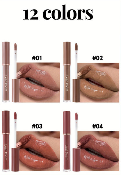 Lip Gloss Set 12pcs Long-Lasting Moisturizing Waterproof - High Color Payoff Non-Stick Non-Fading Formula for All Skin Tones - Hydrating Glossy Lip Makeup for All-Day Wear - Perfect Holiday Gift Set