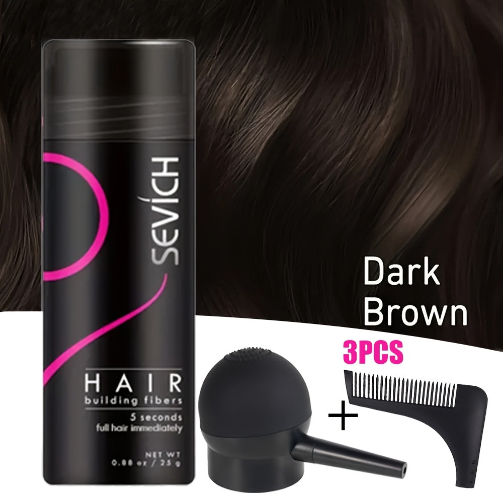 Hair Fibers for Thinning Hair 3pcs Kit - with Spray Pump & Optimizer - Thickening Powder for Hair And Beard