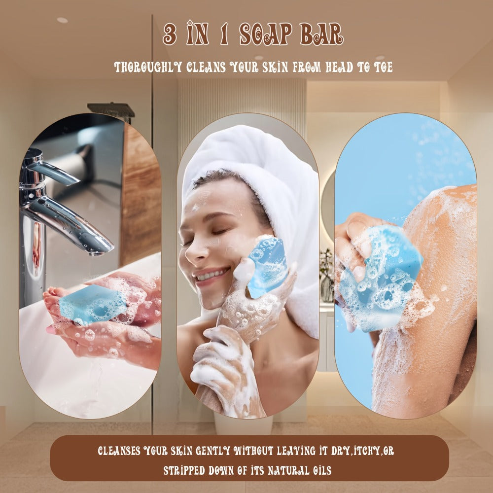 Natural Bar Soap Handmade 3pc & 6pc Set - Exfoliating Body Soap with Eucalyptus, Lavender, Mango & Shea Butter Essential Oils for Deep Cleansing, Moisturizing & Self Care | 122g Bath Soap Gift Set