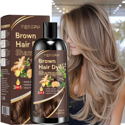 Hair Dye Shampoo Natural Plant Pigments – Covers Gray Hair Fast | 3.38oz Travel Size in Black, Brown & Chestnut Brown | Gentle, Moisturizing Color Shampoo