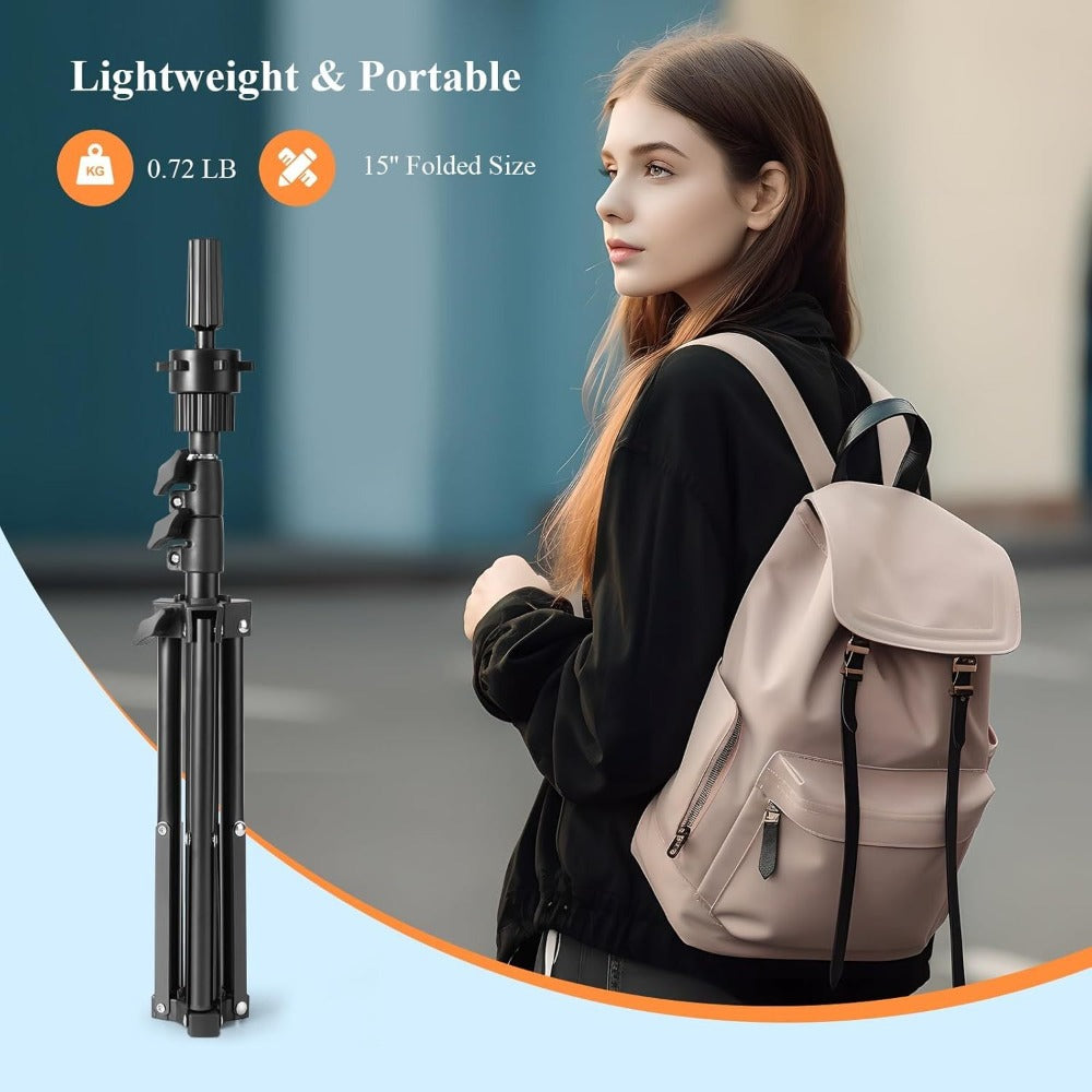 Adjustable Wig Stand Tripod Mannequin Head Stand 360 Rotation Height Adjustable to 50 Inch Aluminum Alloy for Styling Cosmetology Hairdressing Training