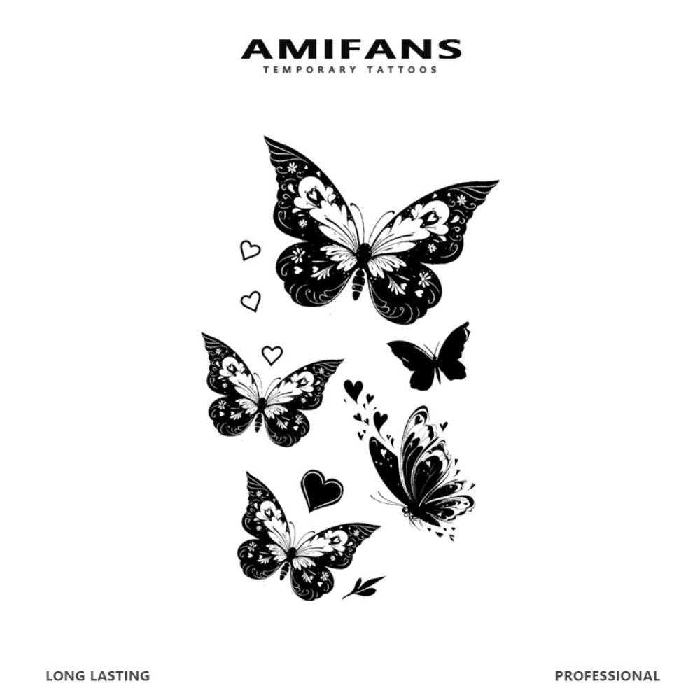Semi-Permanent Butterfly Tattoo Stickers 3 Sheets | Realistic Navy Blue Flying Butterflies 2.3"x3.9" | Long-Lasting 1-2 Weeks Professional Temporary Tattoos for Adults | Arm Leg Body Art