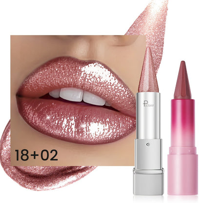 Metallic & Matte Lipstick Set 2pcs — Highly Pigmented Waterproof Pointed-Tip & Shimmer Lip Color Combo, Long-Lasting Beauty Gift for Women