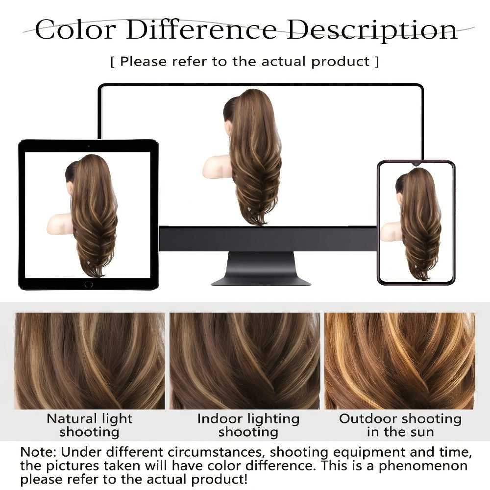 Drawstring Ponytail Extension for Women Synthetic Clip In Wrap Around Pony Tail Long Wavy Layered 26 Inch Blonde Brown Ash Brown Highlighted Multi Color No Glue No Heat