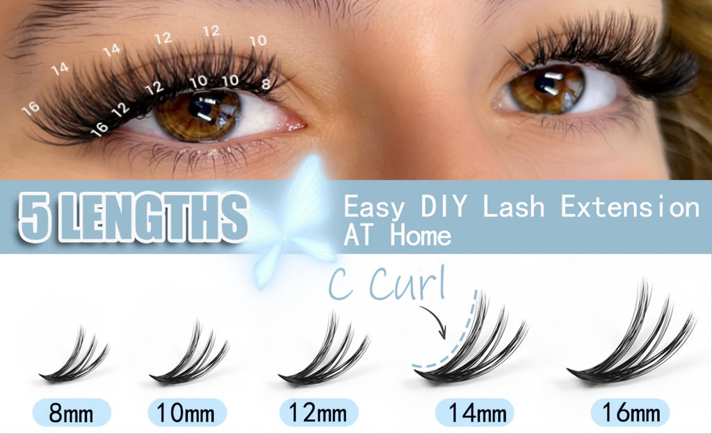 Glue/800pcs Wispy Lash Clusters Set 30D 40D Mixed Length 8-16Mm, Eyelash Extension Kit with 2-In-1 Bond & Seal Glue And Lash Tweezers, Long-Lasting Natural Fluffy Packaging Random Lashes for Everyday Wear, Travel & Events