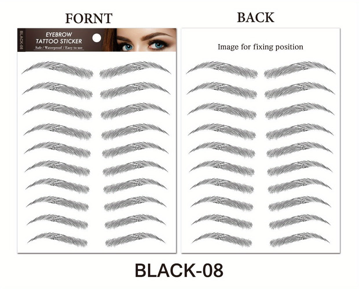 8 Waterproof And Sweat-Proof 6D Black Eyebrow Temporary Tattoo Stickers - Natural Look, Quick Application, One-Time Use, Halloween Magic Trick Or Treat Ideal Choice for Ladies And Girls, Eyebrow Tattoo Waterproof