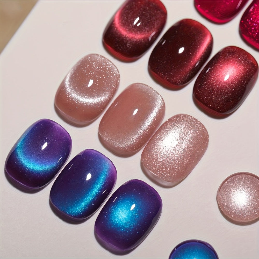 Cat Eye Nail Trends 2025 Holographic Nail Art 6pcs/Set 0.51oz Reflective Cat's Eye Magnetic Nail Gel Soaking LED Gel Salon Female Nail Art Tools Fashion Nail Gel
