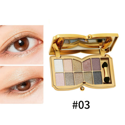 Eyeshadow Palette 10 Colors - Shimmer & Matte Shades with Brush and Mirror, Long Lasting Pigmented Eye Makeup for Festival Party Daily