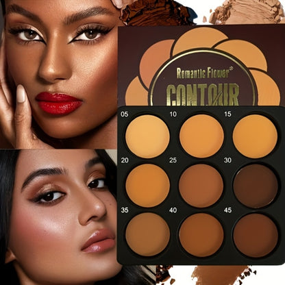 Contour and Concealer Palette 9 Colors Matte Waterproof Oil Control 3D Natural Makeup Effect Eyeshadow Foundation for All Skin Types