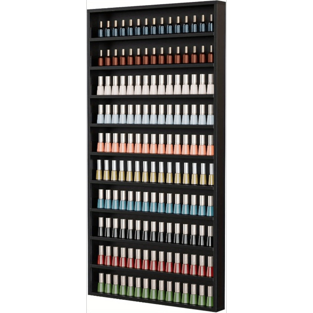 6 Layers/ 10 Layers Nail Polish Rack, Wall Mount Nail Polish Organizer W/ Acrylic Baffle, Salon Display Rack for Home Spa And Nail Studio, Pink/ White/ Black