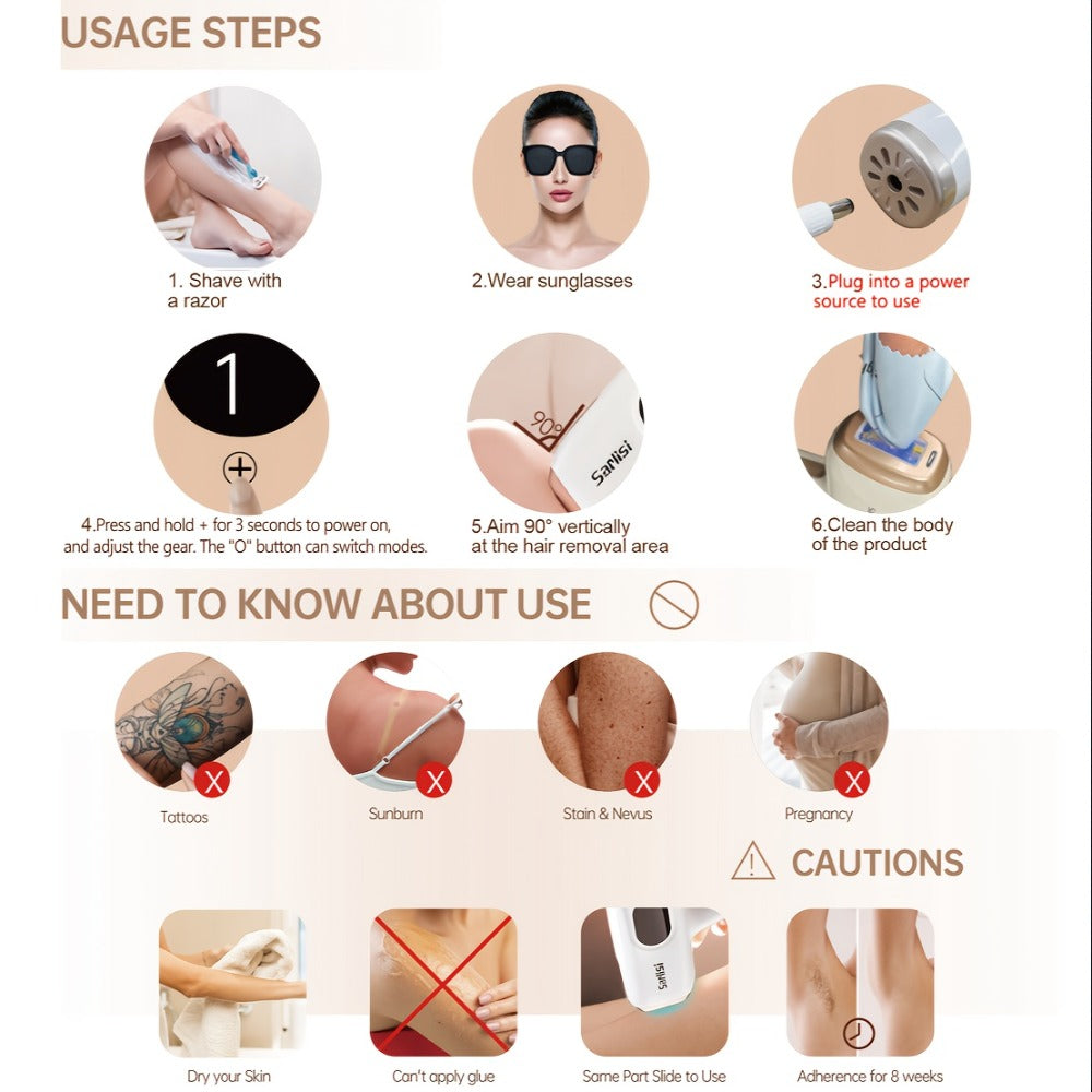 IPL Hair Removal Device with Ice Cooling Care Function for Women Permanent, 999, 900 Flashes Painless IPL Hair Remover, Hair Removal Device for Armpits Legs Arms Bikini Line