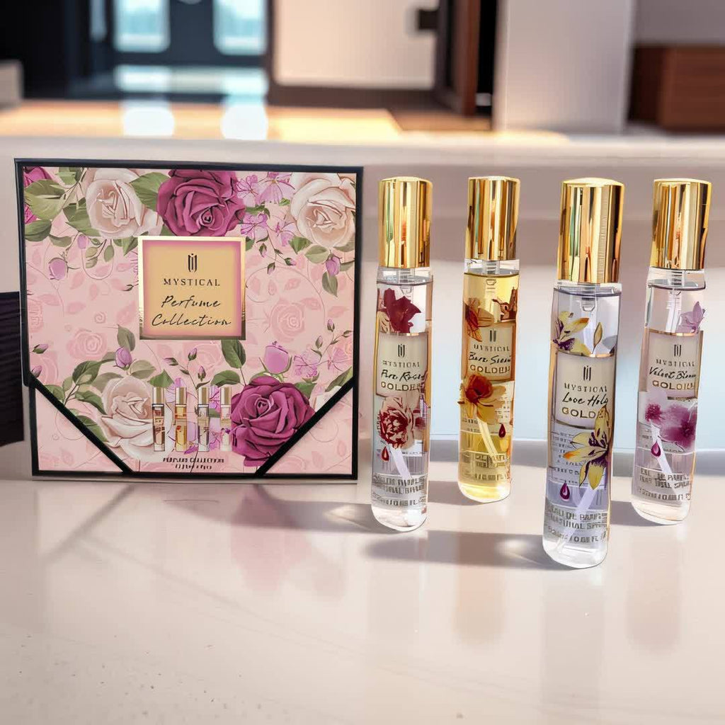 [MYSTICAL Fragrance Gift Set] MYSTICAL Women's Fragrance Gift Set | Floral Light Fragrance, Unisex, Portable Travel Set, Lasting Fragrance, Mother's Day, Valentine's Day, Birthday Gift Recommendation, Perfume for Daily Life, Dating And Gifting, Four Diffe