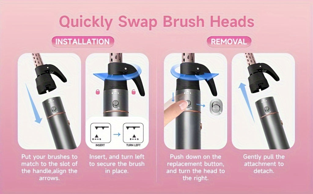 Hot Air Comb For Women, Negative Ion, 5-in-1 Styling Comb Set, Hair Dryer, Massage Straightening Comb, Round Curling Iron And Brush, Oval Styling Comb, Interchangeable Head, Gifts For Mother'S Day, Girl Stuff, Wow Hair Products