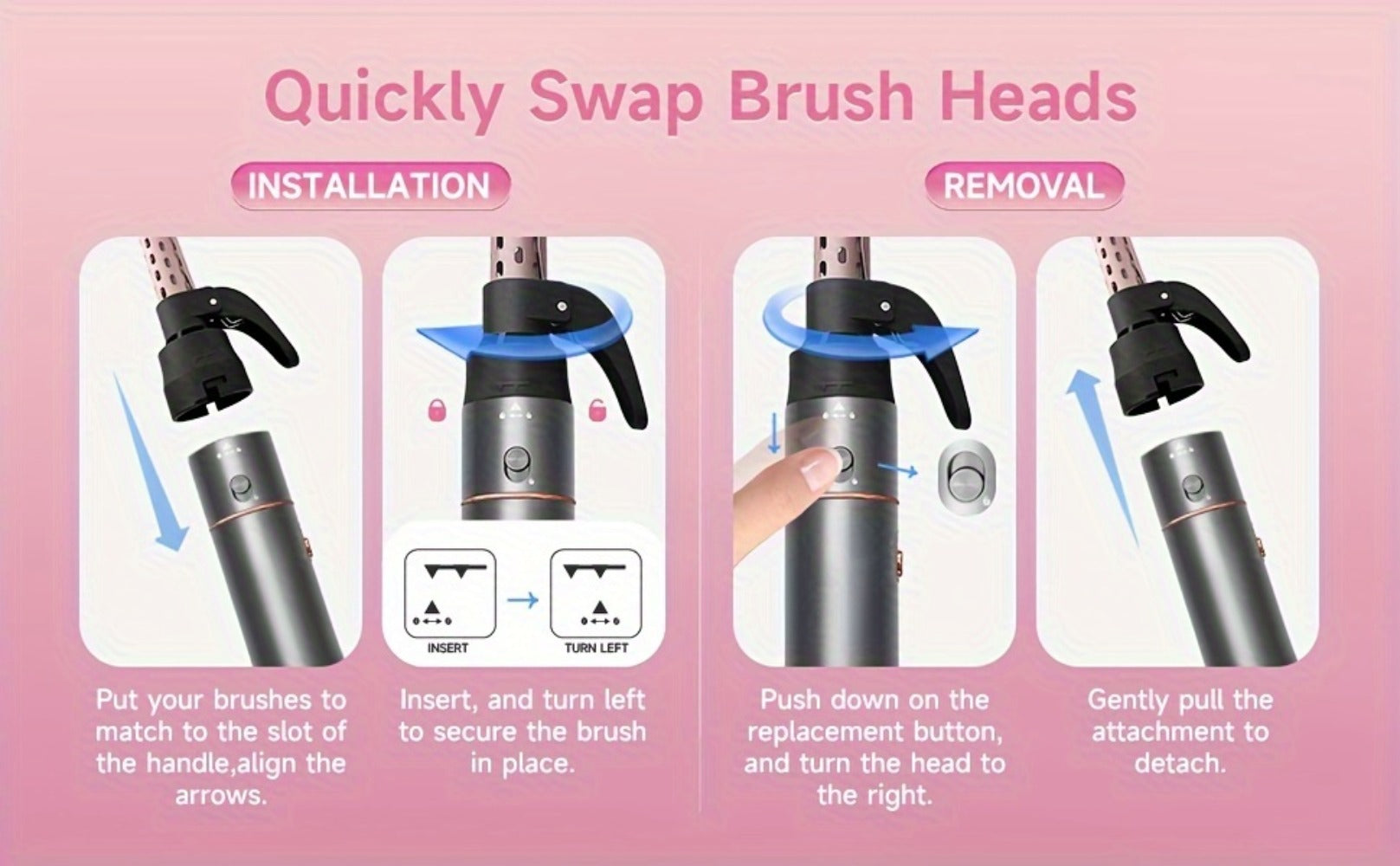 Hot Air Comb For Women, Negative Ion, 5-in-1 Styling Comb Set, Hair Dryer, Massage Straightening Comb, Round Curling Iron And Brush, Oval Styling Comb, Interchangeable Head, Gifts For Mother'S Day, Girl Stuff, Wow Hair Products