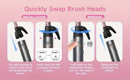 5-in-1 Hot Air Styling Comb Set Negative Ion Hair Dryer Brush Straightening Comb Round Curling Iron Oval Brush Interchangeable Heads for Women Mother's Day Gift