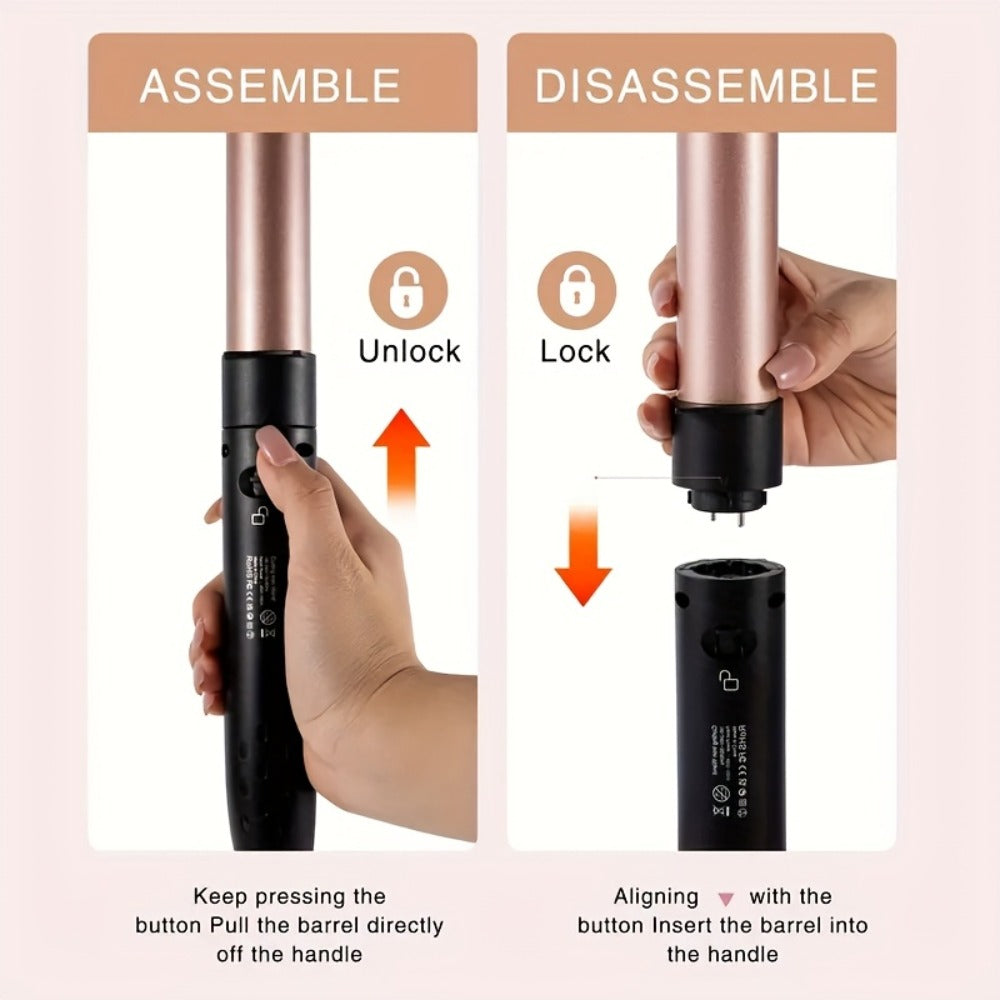 5 In 1 Curling Iron Set With Curling Heat Brush And 4 Interchangeable Ceramic Curling Iron, Wavy Curling Iron, Long Lasting Curling Iron, Gloves And 2 Clips, Quick Curling Iron, Perfect For Girls With All Hair Types, Valentine'S Day Gift