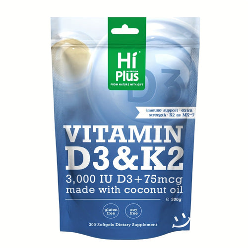 Vitamin D3 3000 IU K2 MK-7 75mcg 300 Softgels with Virgin Coconut Oil Calcium Absorption Bone Immune Heart Health Double Strength Daily Supplement Easy Swallow