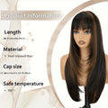 CIVRIE 26" Glueless Black Wig with Curtain Bangs - Long Straight Synthetic Hair, Pre-Bleached Lace Bangs & Realistic Scalp, Upgraded Premium Fibers for Natural Look & Fullness, Easy No-Glue Application, Everyday & Special Events - Women's Hair Wig, Wig Ac
