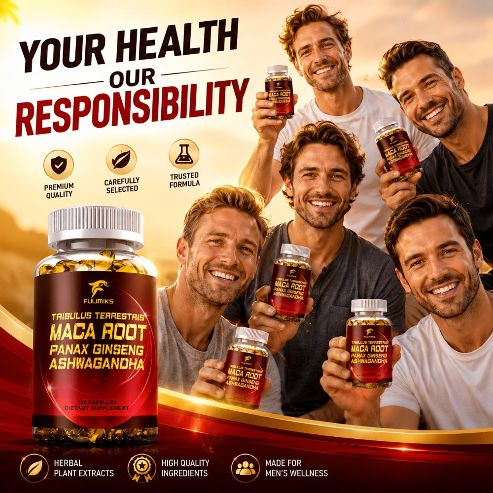 Men'S Supplements Capsules, with Tribulus Terrestris, Maca Root, Panax Ginseng, Ashwagandha, Support Vitality, Immune, for Daily Wellness, Packaging May Vary