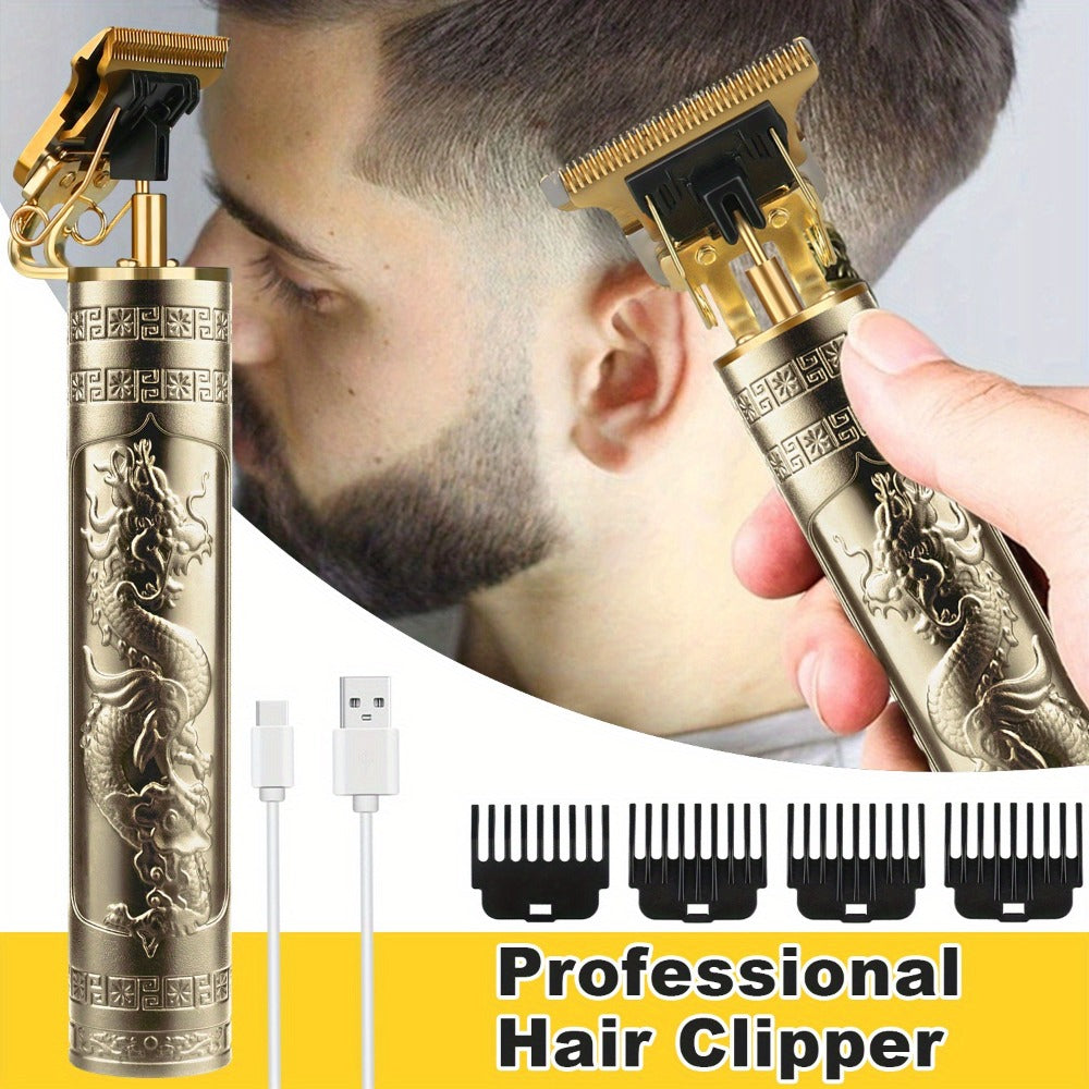 Men'S Barber Rechargeable Razor Adult Electric Retro Electric Push Clippers Home USB Rechargeable Barbershop Men'S Beard Trimmer Facial Hair Trimmer
