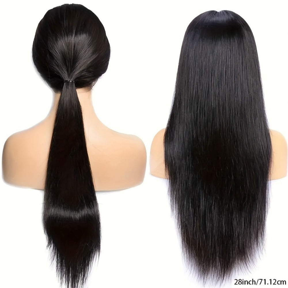 Wear and Go Wig Human Hair 4x4 HD Lace Closure — Glueless, Pre-Plucked, 200% Density, Straight, Pre-Cut Lace, Ready to Wear Wig for Women, Natural Black, 16–36 Inch