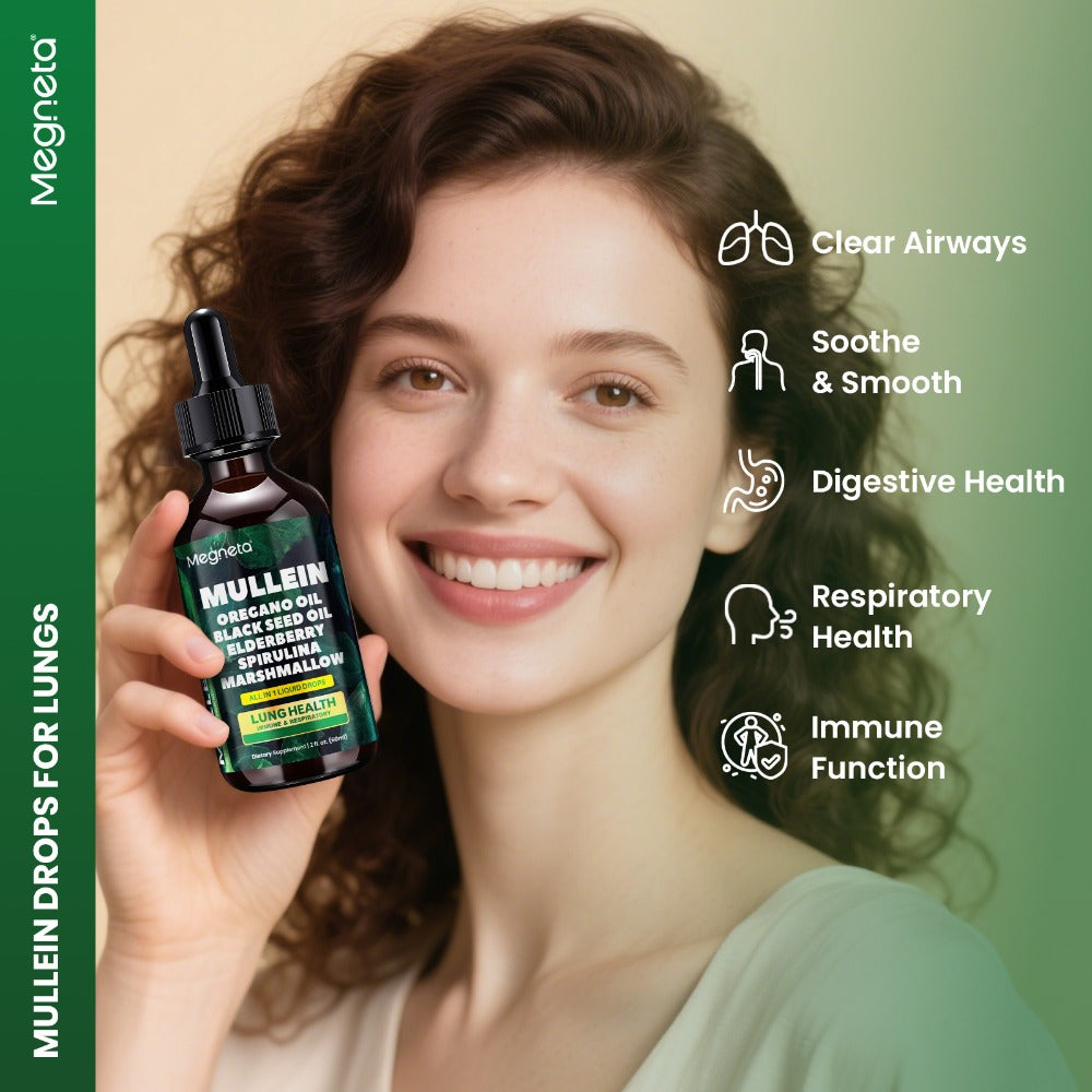 [Christmas Gifts] Mullein Drops for Lungs - for Lung Health Supplement- Mullein Leaf Liquid, Powerful Natural Herbals Formula for Breathing Comfort, Support Respiratory, Immune, Digestive System, Choice for Christmas Gifts, 2Fl.Oz/60Ml, Winter Food Gifts