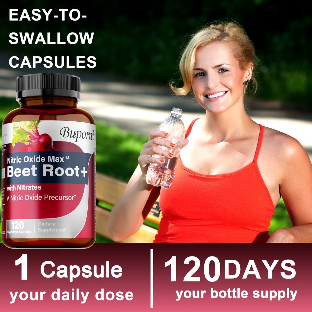 Nitric Oxide Beet Root - with Nitrates, Beet Root Powder, Black Pepper, Blood Pressure and Heart Health, Supports Nitric Oxide Production, Antioxidants - 120pcs