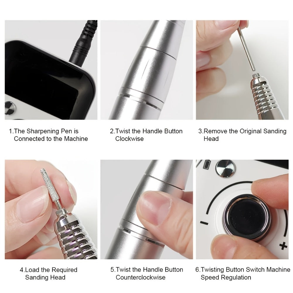 45000RPM Electric Nail Drill Machine with LCD Display Low Noise Rechargeable Nail File for Gel Polish Removal and Nail Polishing