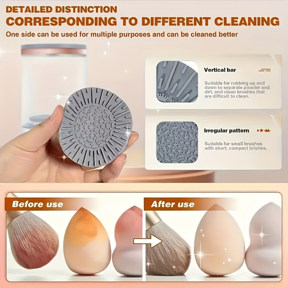 Electric Makeup Brush Cleaner & Dryer USB Powered Automatic Spinner Odorless Fast Drying Transparent Design Dual-Section Brush Holder Beauty Tool Accessory